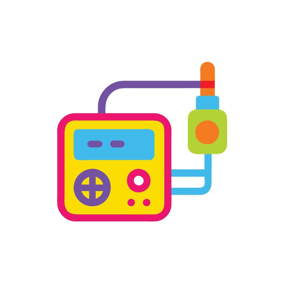 A colorful electronic device with a microphone and a cord vector