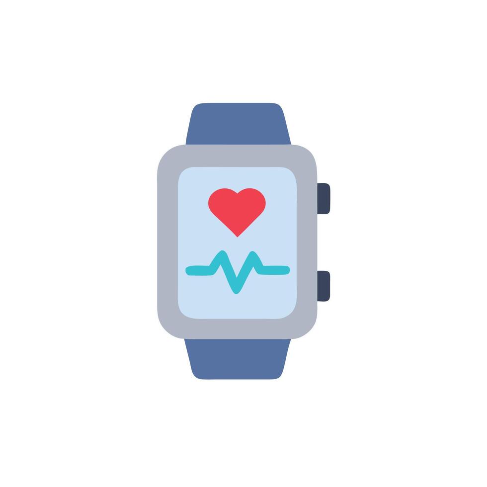 An icon of a smart watch with a heart rate monitor vector