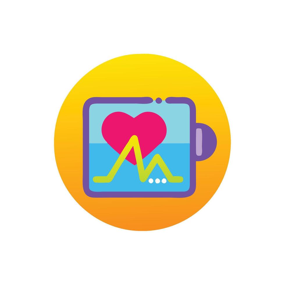 Heart rate monitor icon in flat style vector