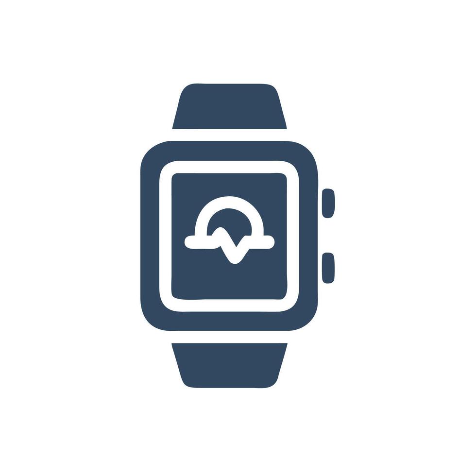 A watch with a heart rate monitor icon vector