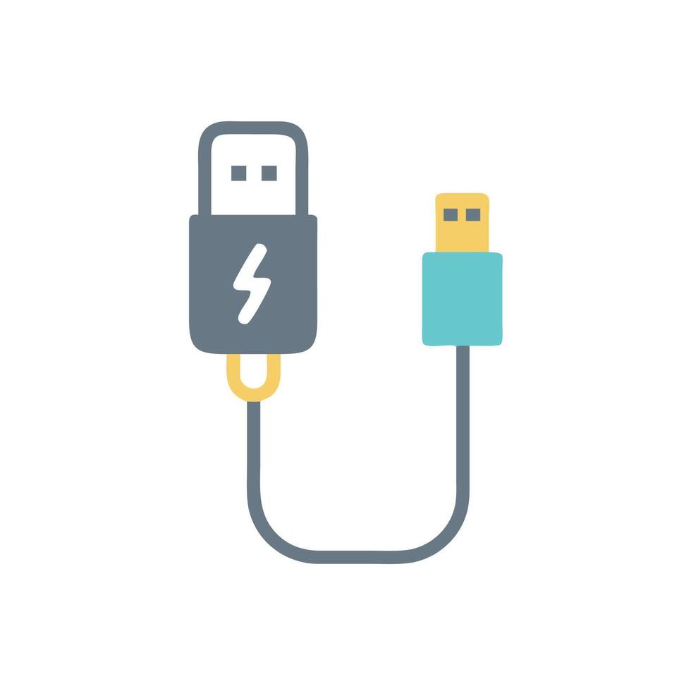 Usb cable with lightning symbol illustration vector