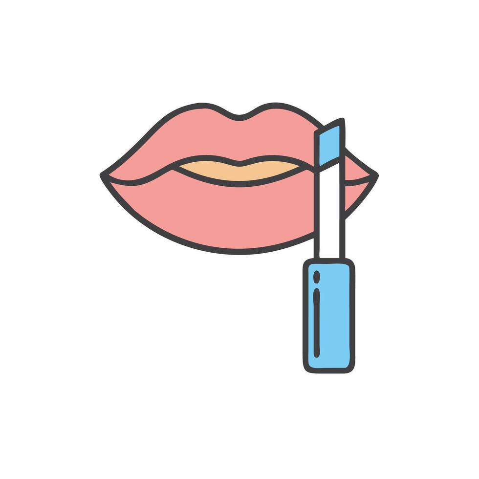 Lipstick with a brush icon illustration vector