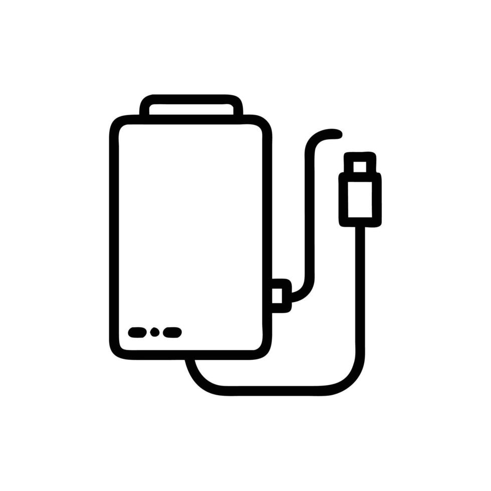 A black and white drawing of a portable charger vector