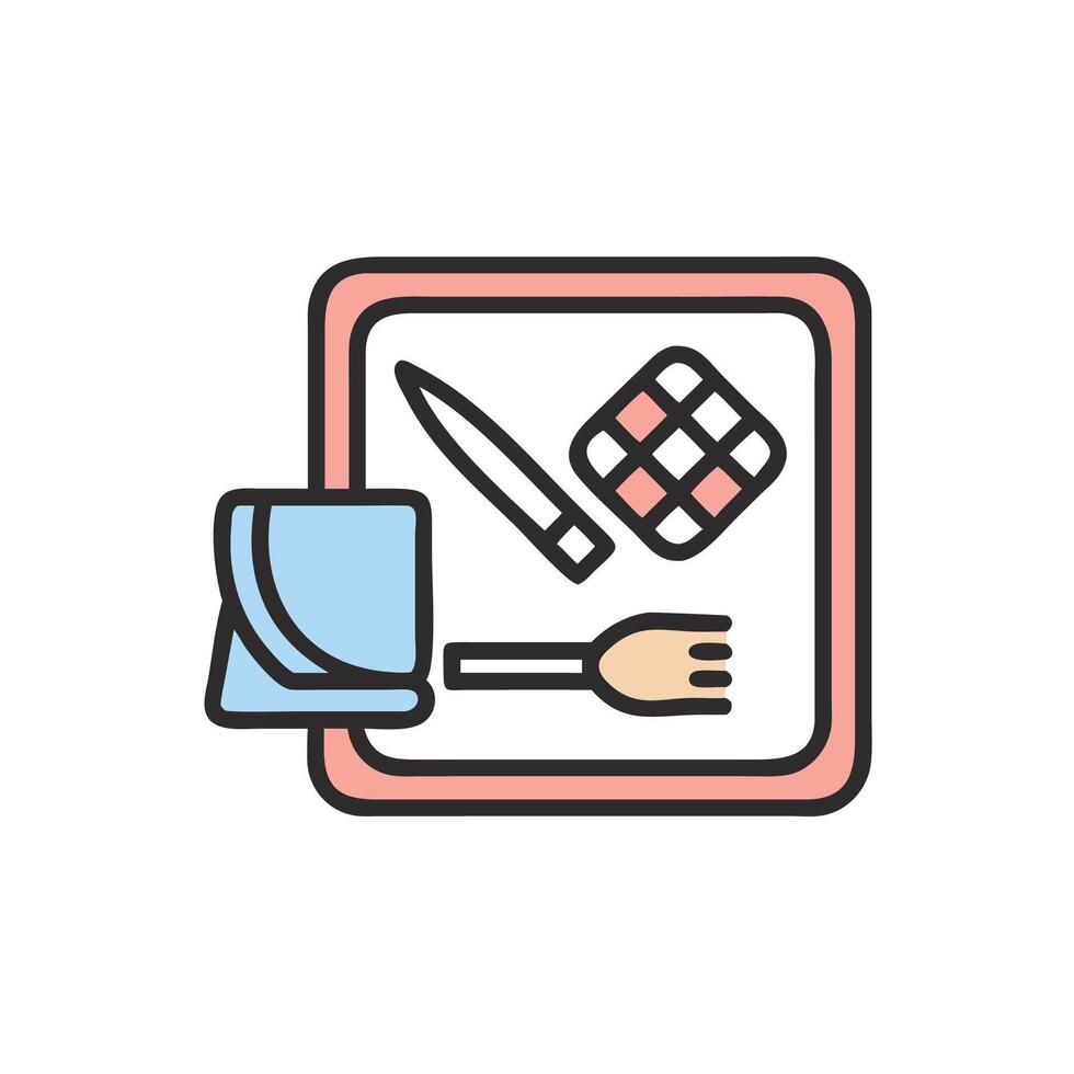 A kitchen utensil and a knife are on a plate vector