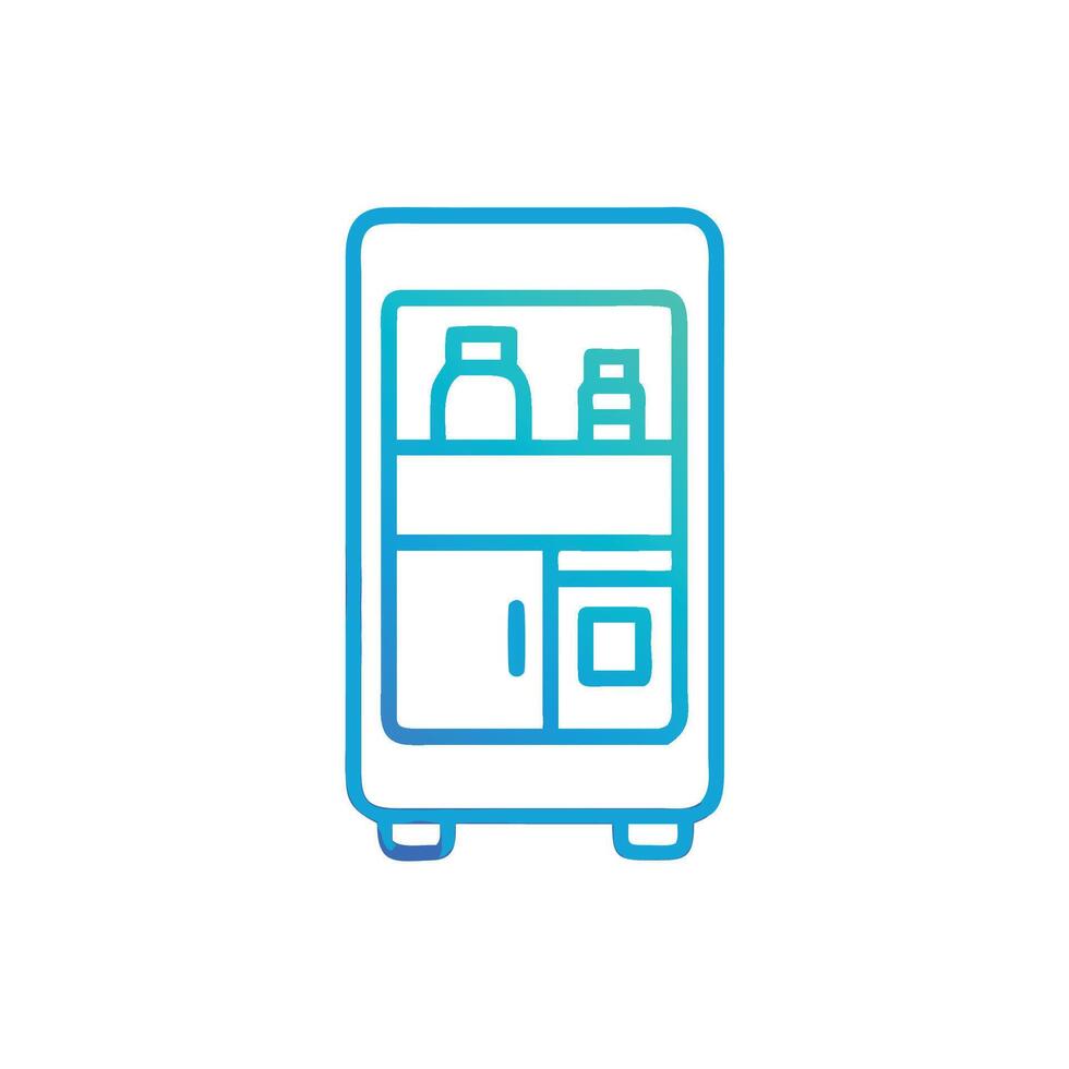 A refrigerator with a door open and a bottle of water inside vector