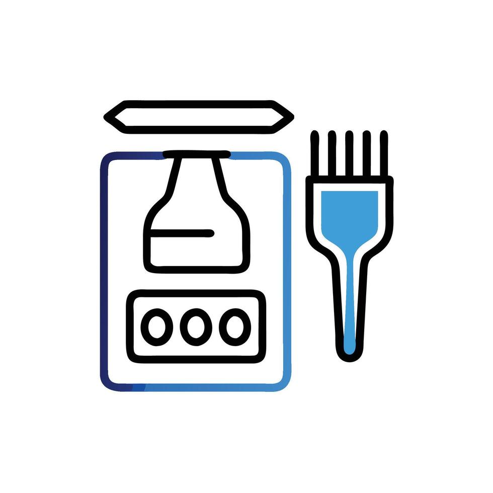 A blue and white icon of a fork and spoon vector
