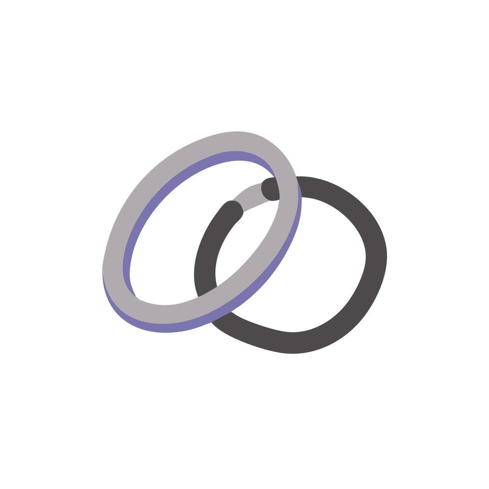 Two rings are shown in a flat design vector