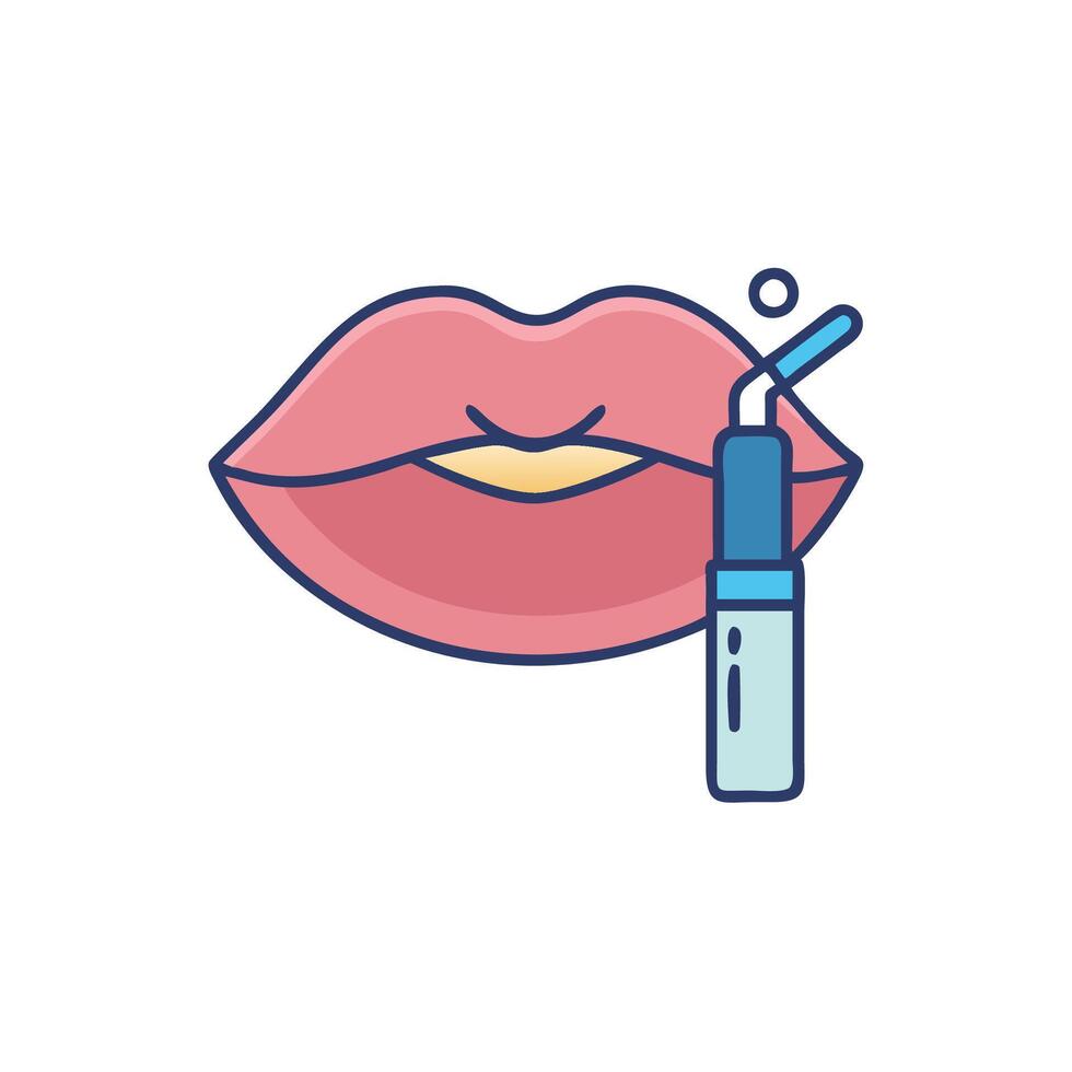 Lipstick with tube and brush icon vector