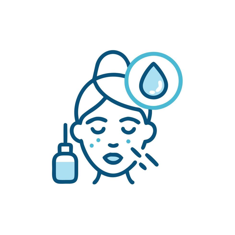 A woman with a drop of water on her face vector