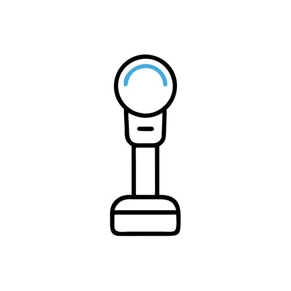 A microphone on a stand with a blue light vector
