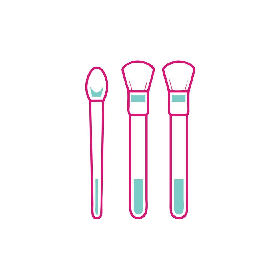 Three brushes with different colors on them vector