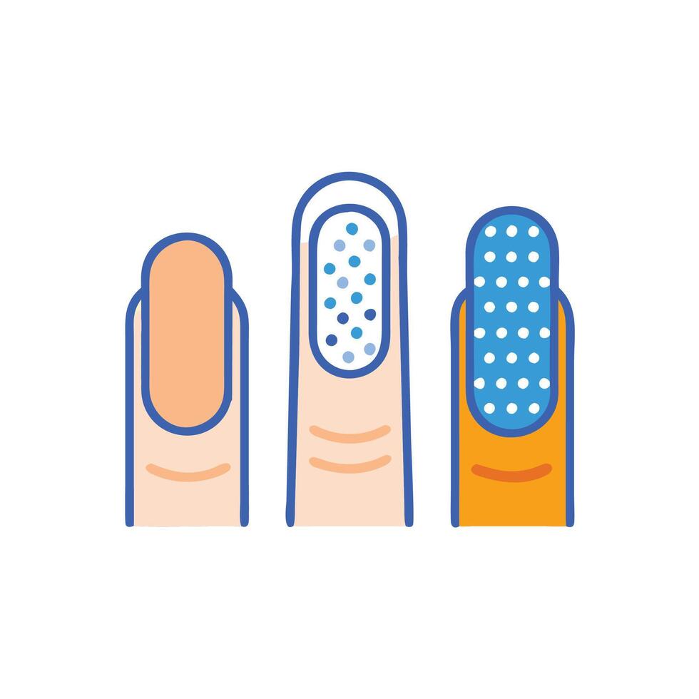 Three fingers with different types of polka dots vector