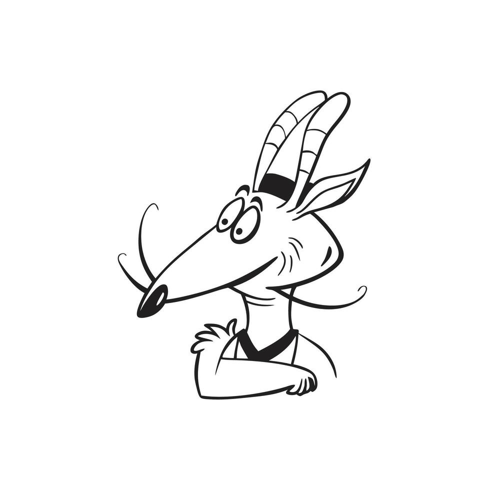 A cartoon goat with a long nose and a long beard vector