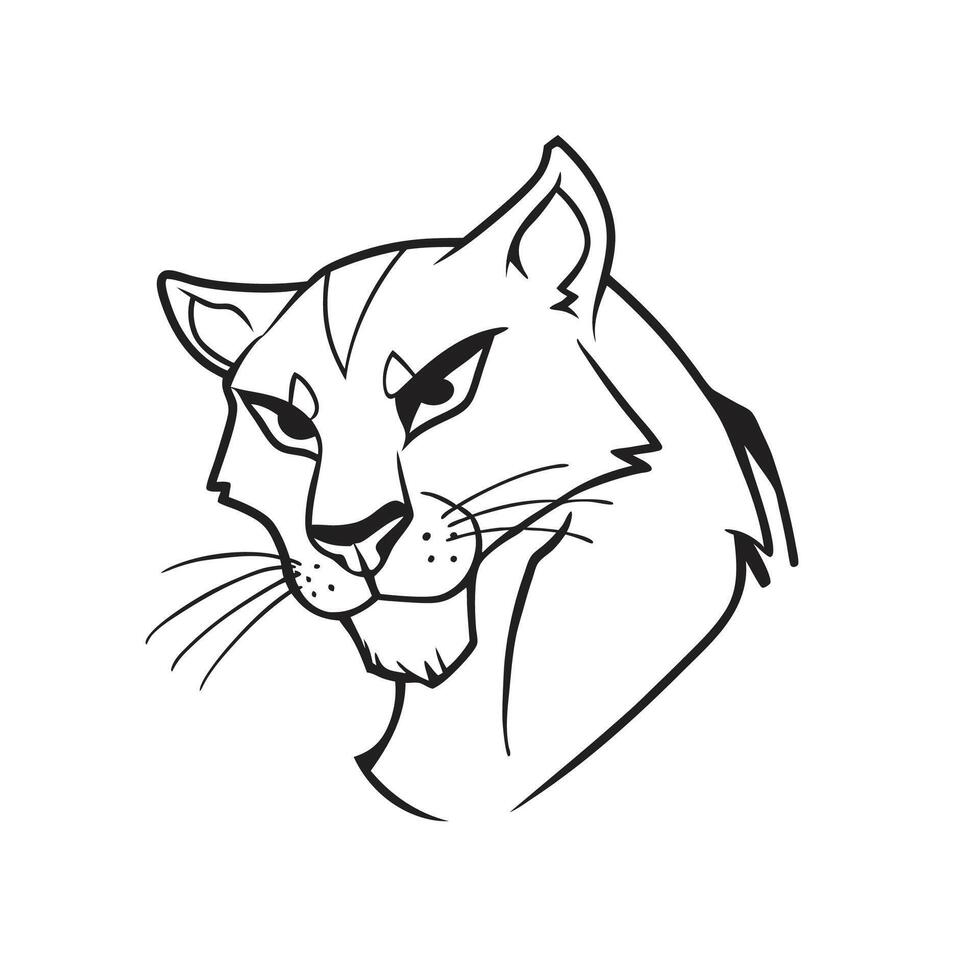 A black and white drawing of a panther head vector
