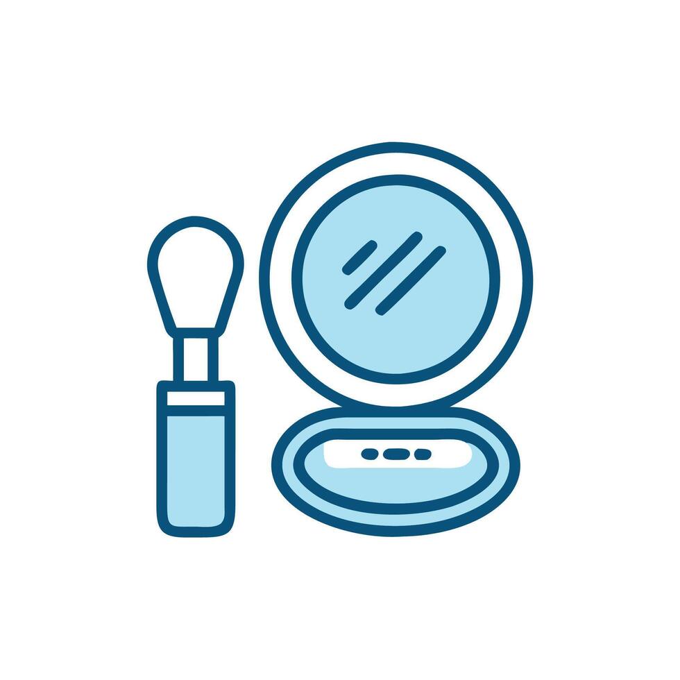 Makeup brush and mirror line icon vector