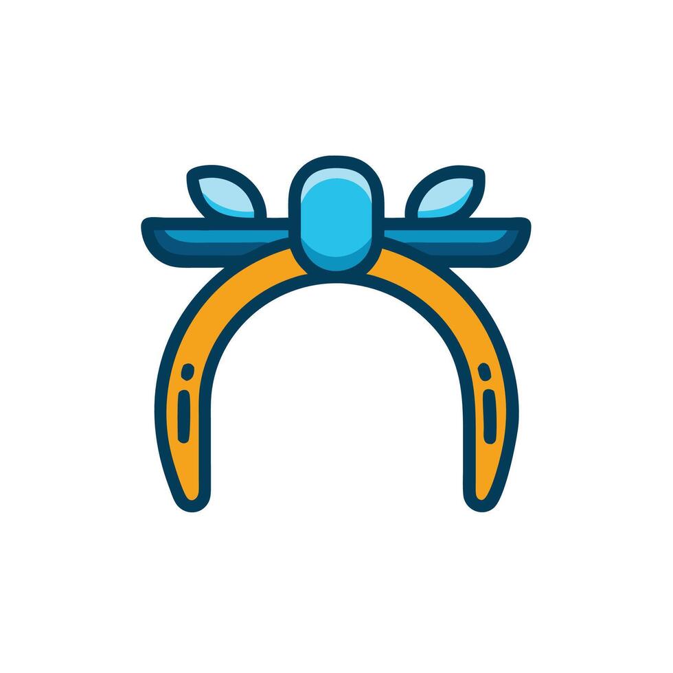 A blue and yellow headband with a blue bow vector