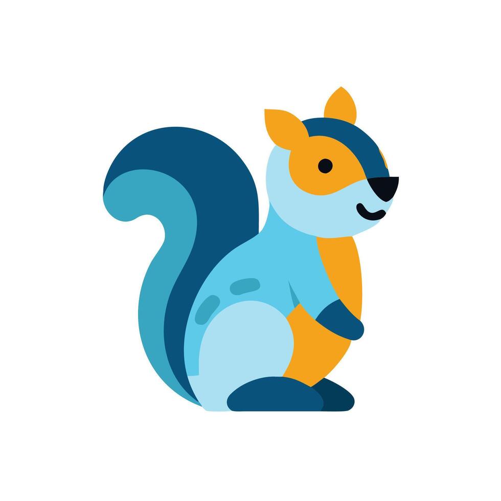 A cartoon squirrel with blue and orange fur vector