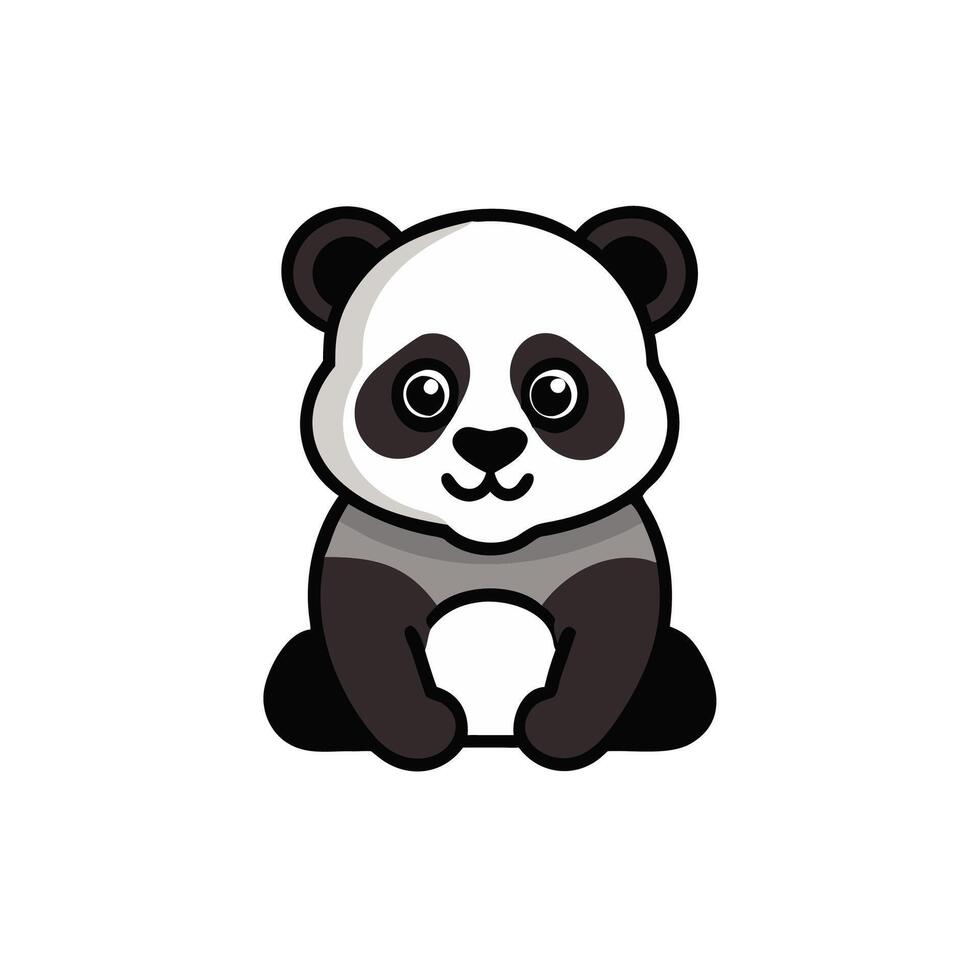 A panda bear sitting on the ground with a white background vector
