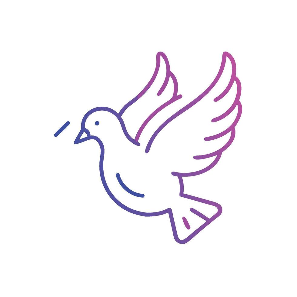 A dove is flying in the air with a purple line vector