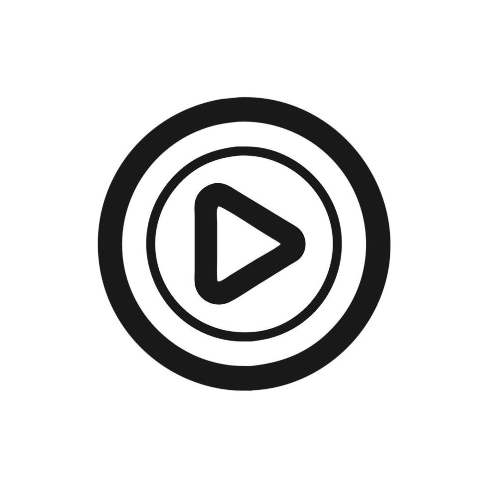 Play button icon in black and white on a white background vector