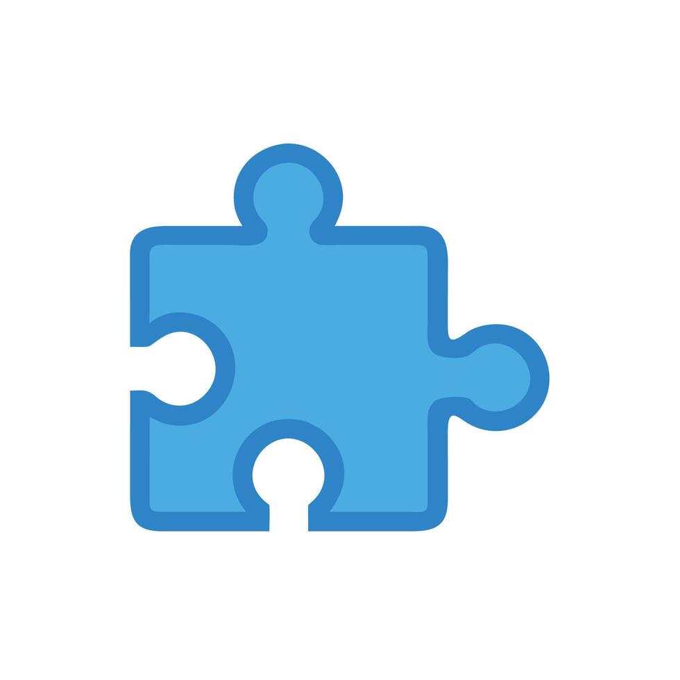 A blue puzzle piece icon on a white background vector