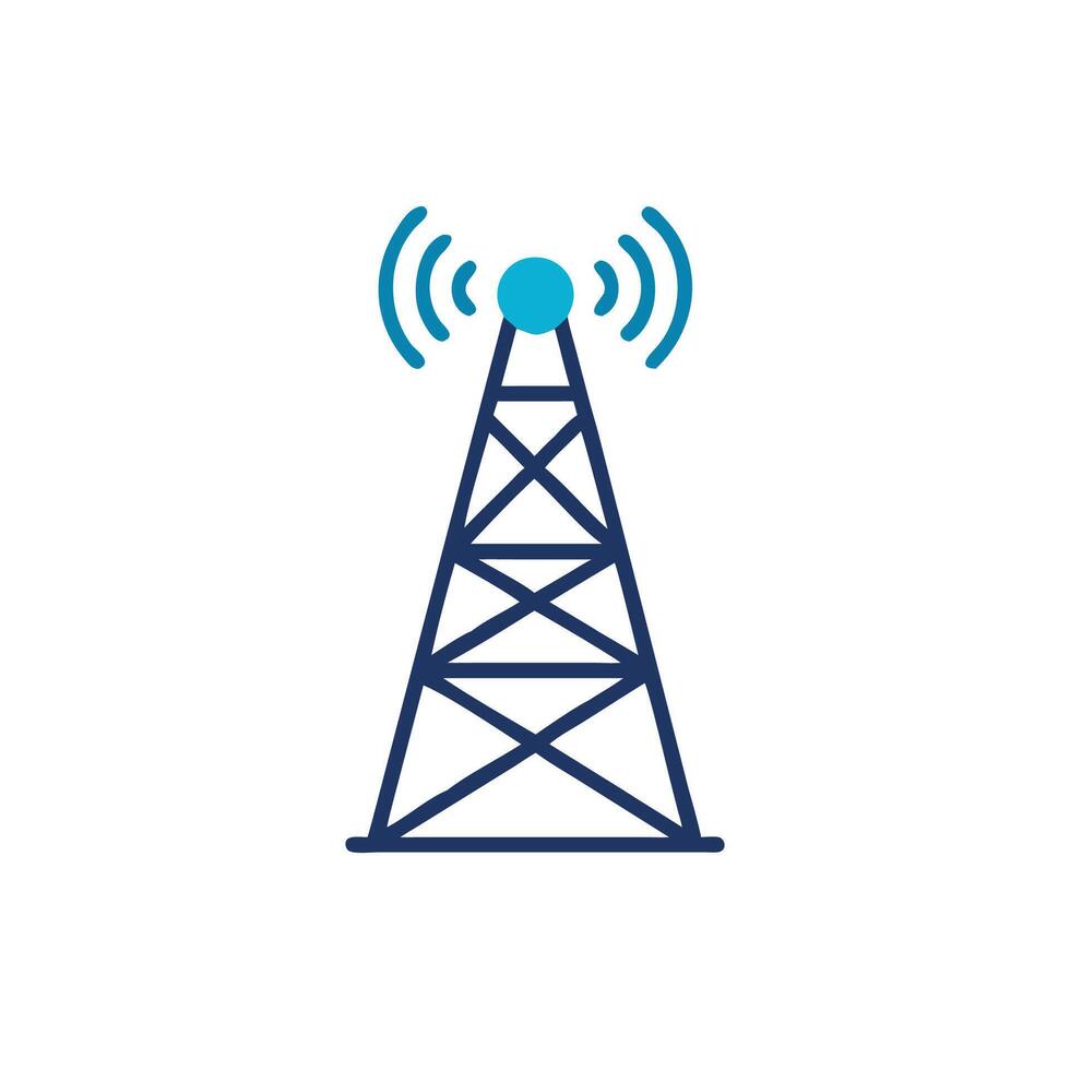 A radio tower with a blue icon vector