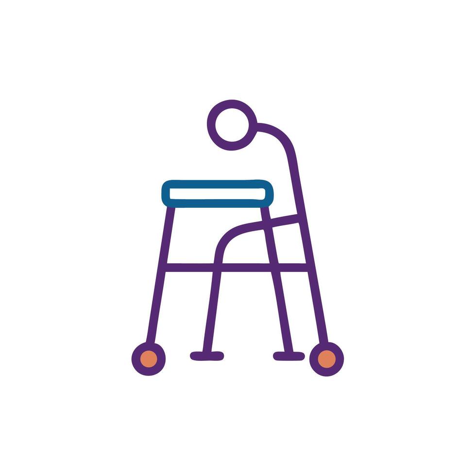 A person sitting in a chair with a walker vector