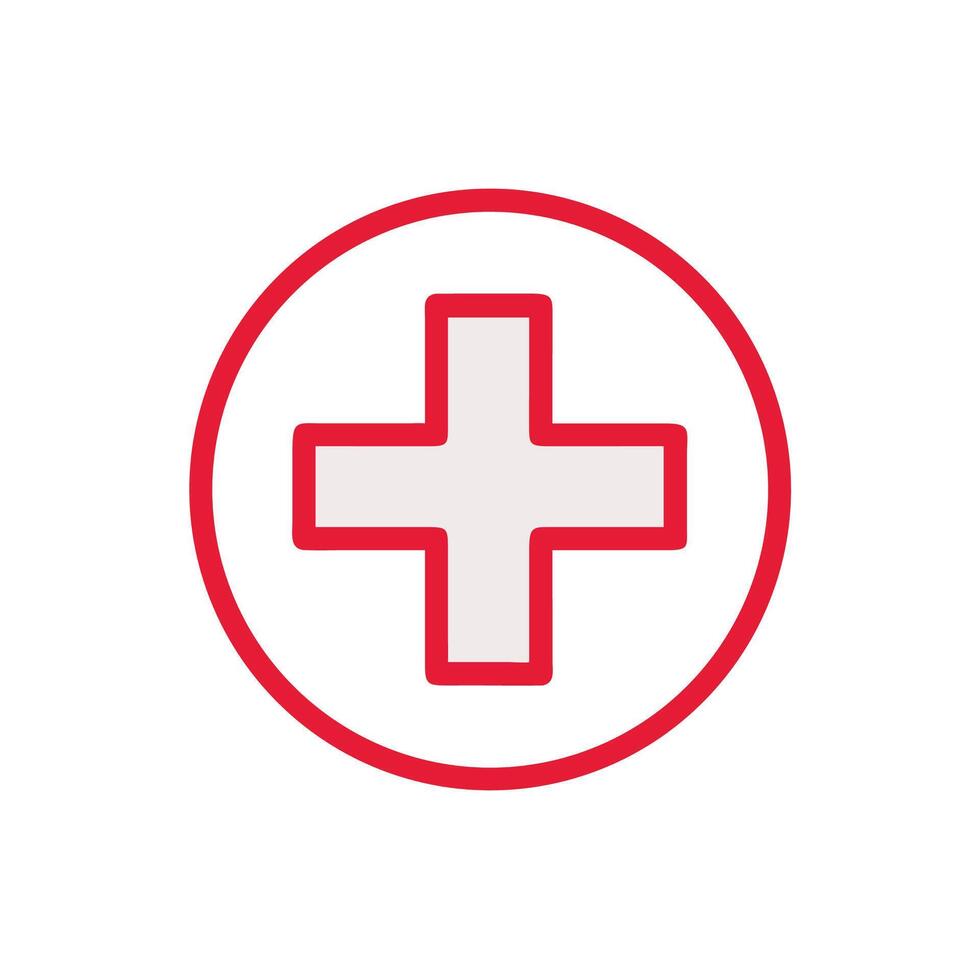 A red cross in a circle on a white background vector