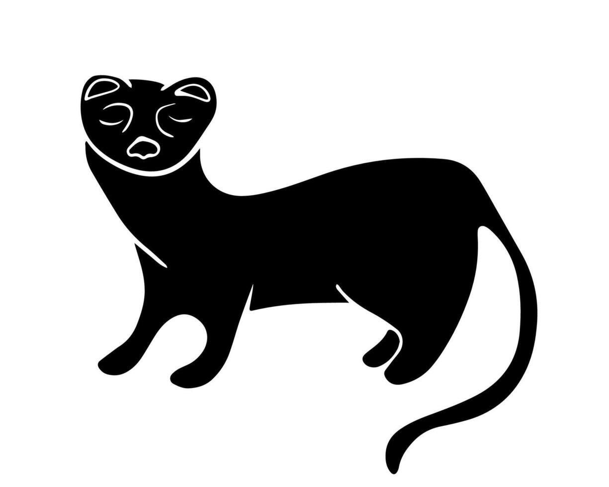 Silhouette illustration of ferret animal. vector
