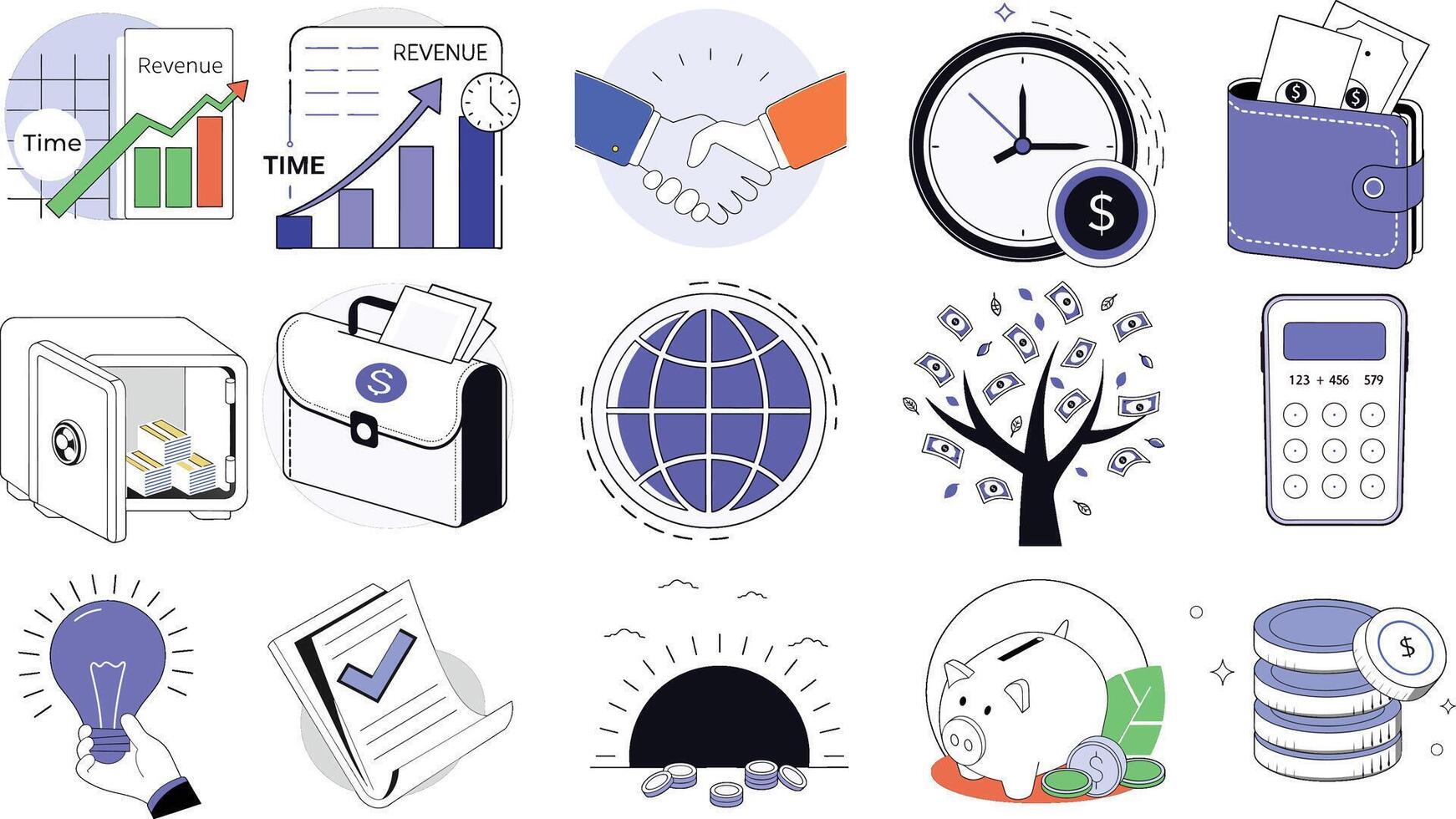 Modern Business and Finance Icon Set for Financial Concepts and Management vector