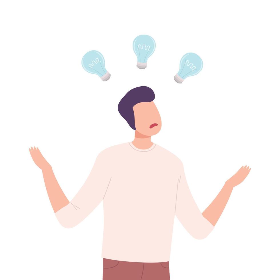 Stressful Businessman Character Having No Ideas, Unsuccessful Person Feeling Stress, Business Fail Flat Illustration vector
