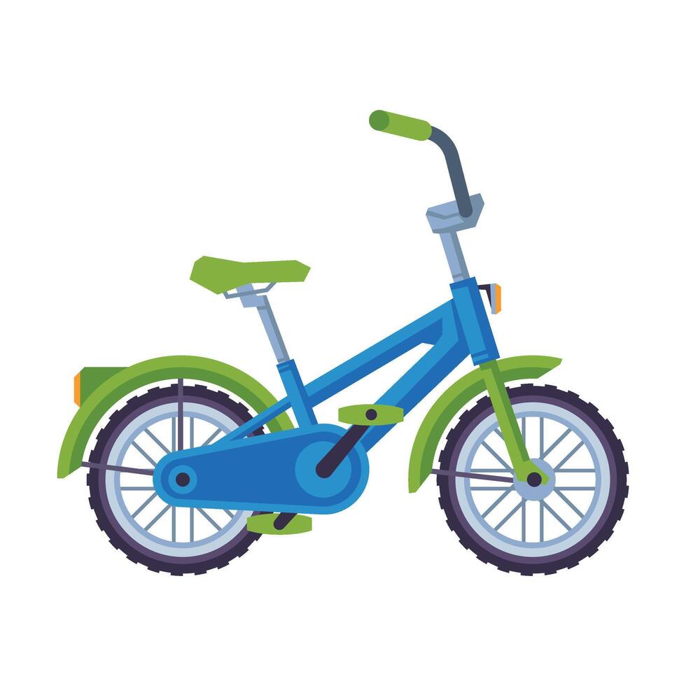 Childish Bicycle, Ecological Sport Transport, Cute Bike Side View Flat Illustration vector