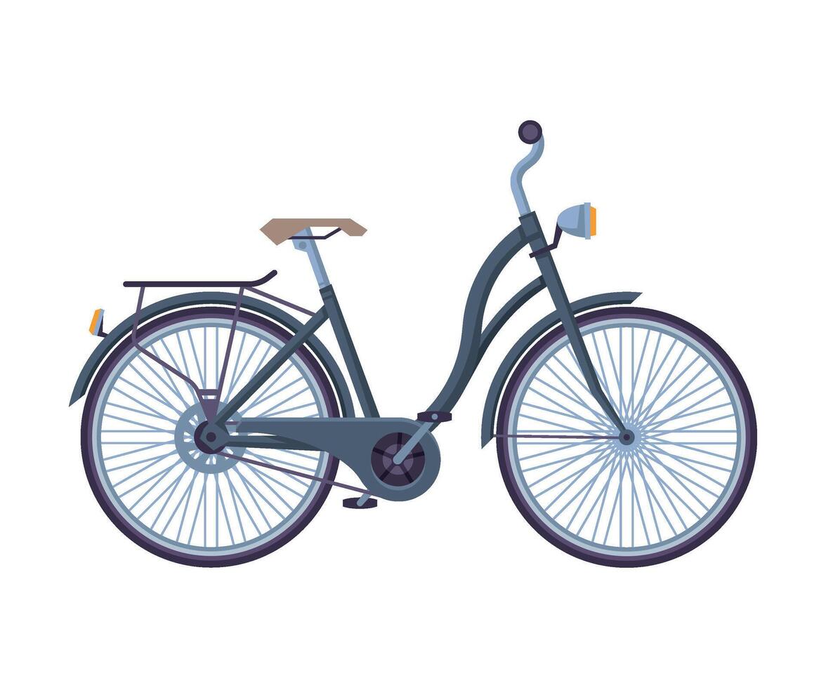 Retro Bicycle, Ecological Sport Transport, Side View Flat Illustration vector