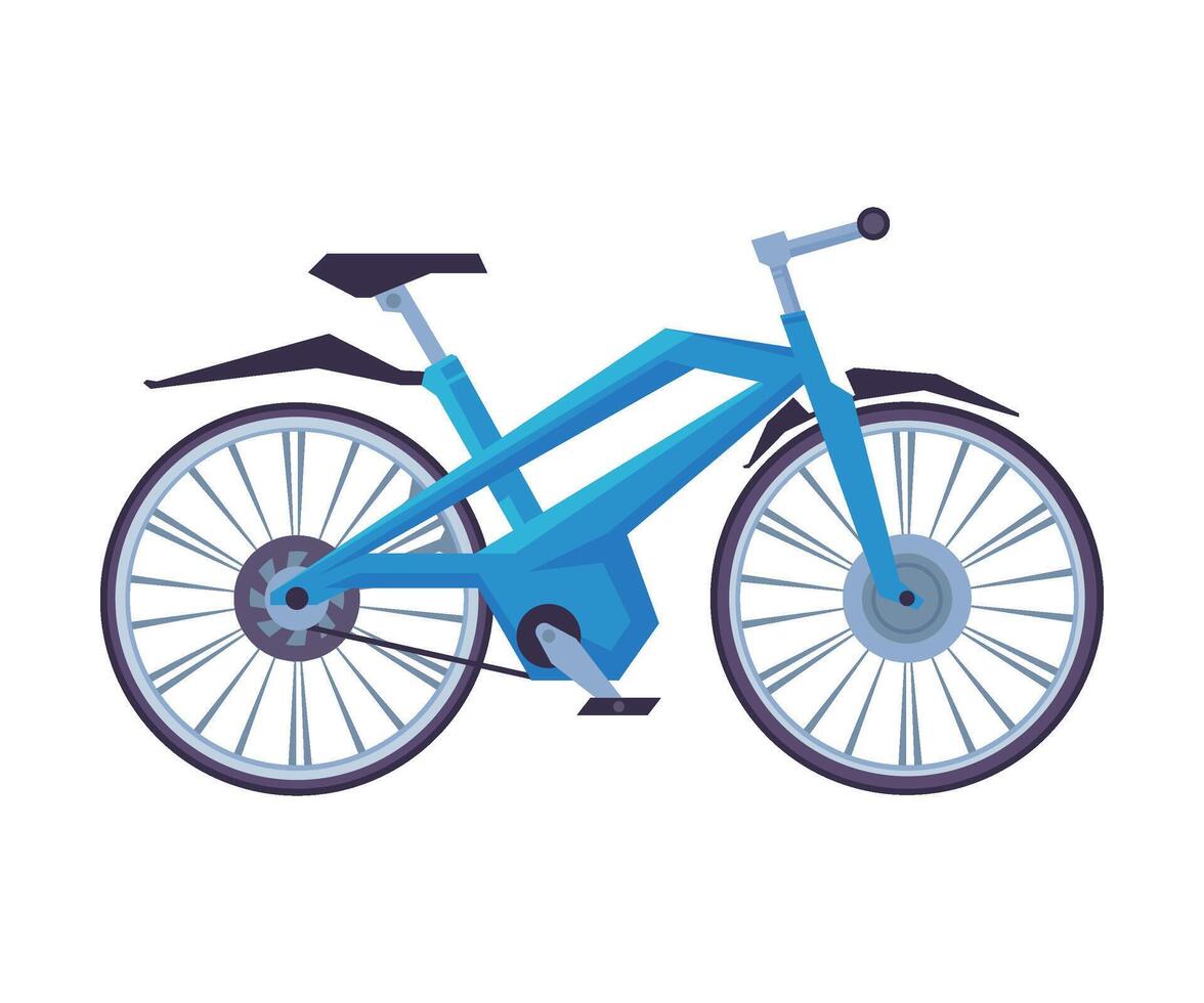 Blue Modern Bicycle, Ecological Sport Transport, Side View Flat Illustration vector