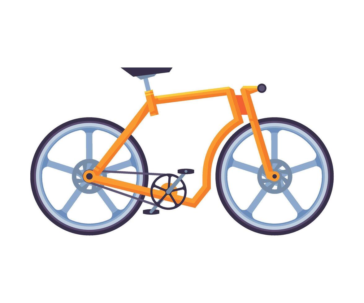 Modern Bicycle, Ecological Sport Transport, Orange Bike Side View Flat Illustration vector