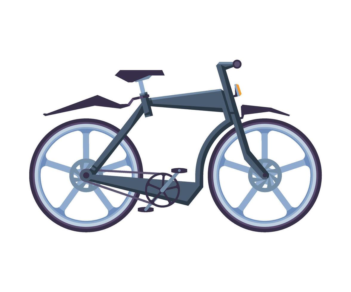 Moderm Bicycle, Ecological Sport Transport, Black Bike, Side View Flat Illustration vector