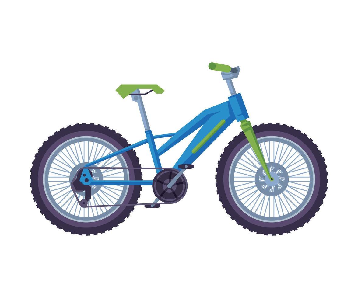 Bicycle, Ecological Sport Transport, Fatbike Side View Flat Illustration vector