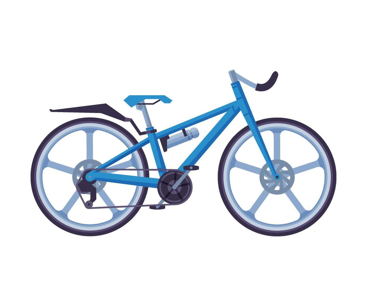 Road Bicycle, Ecological Sport Transport, Blue Bike Side View Flat Illustration vector