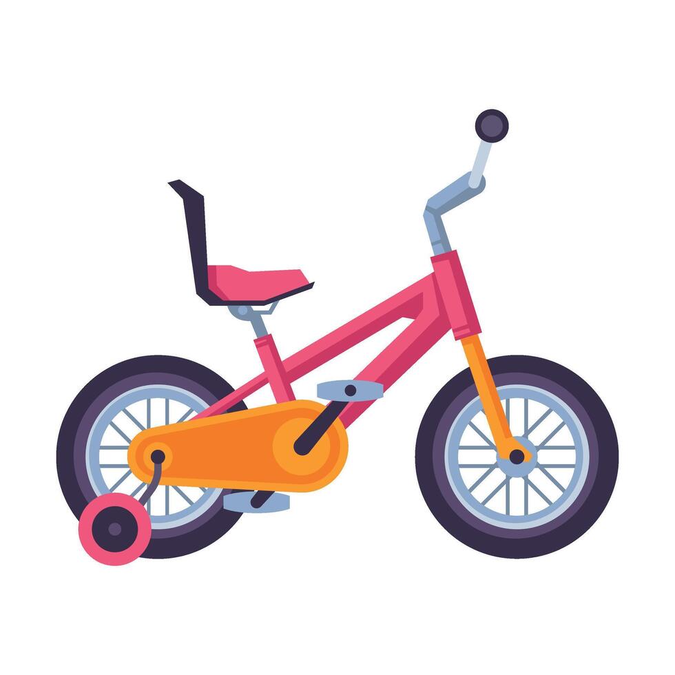 Kids Bicycle, Ecological Sport Transport, Pink Bike Side View Flat Illustration vector