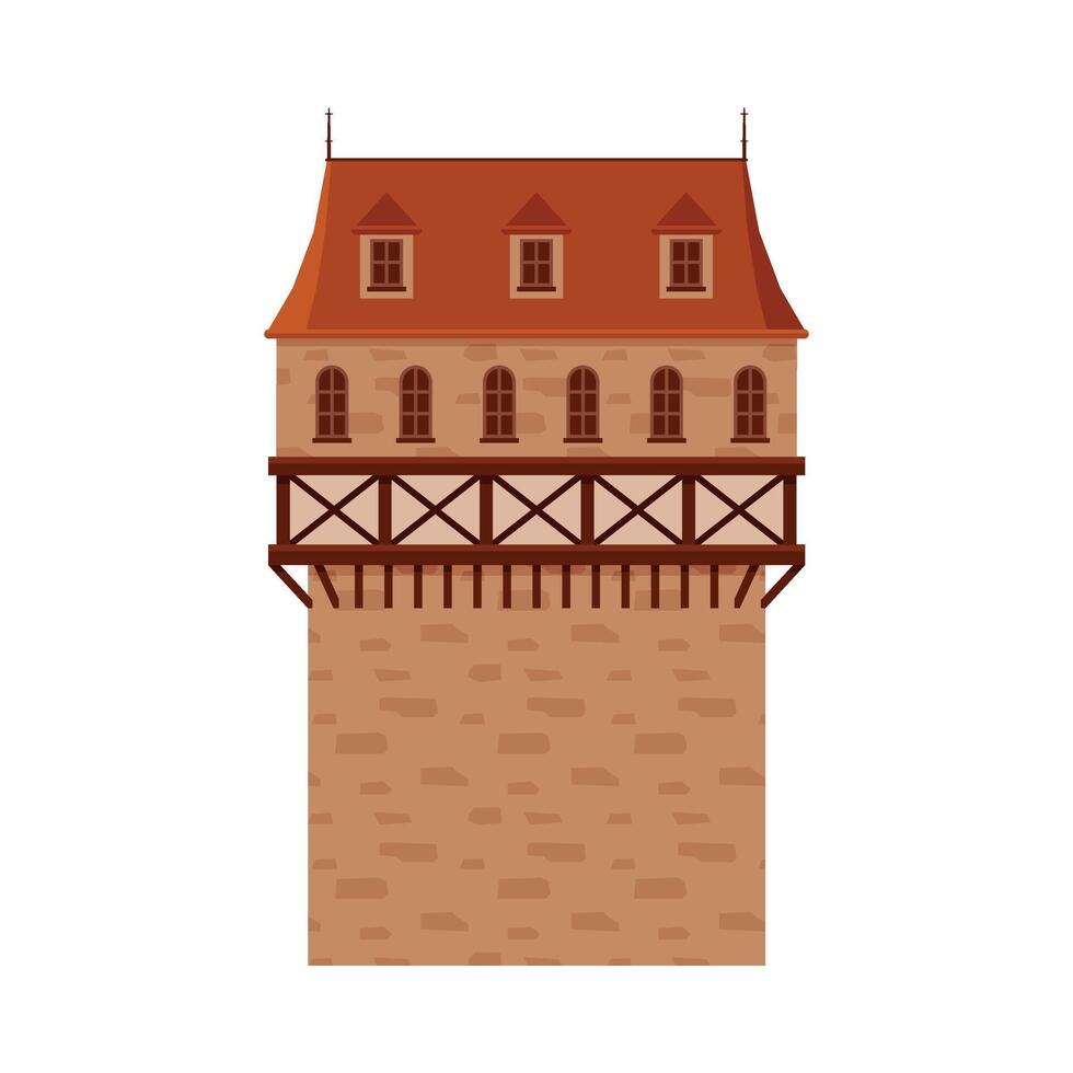 Castle Tower, Element of Medieval Stone Fortress or Stronghold Illustration vector
