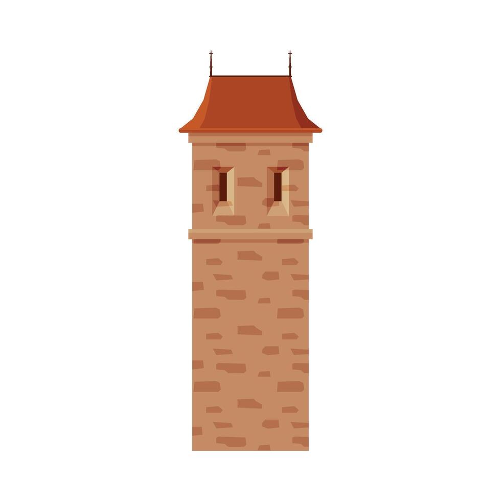 Stone Castle Tower, Part of Medieval Ancient Fortress or Stronghold Illustration vector
