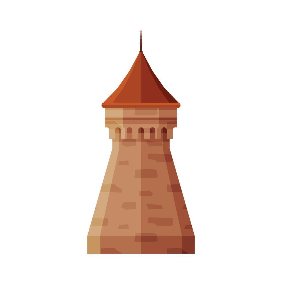 Castle Tower, Element of Medieval Stone Fortress Illustration vector