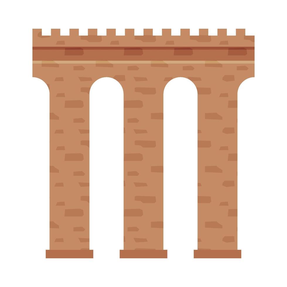 Stone Arcade Wall, Element of Ancient Medieval Castle or Fortress Illustration vector