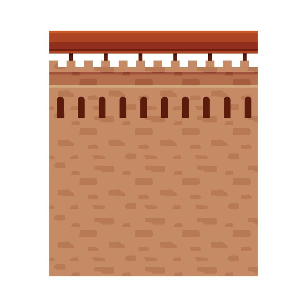Stone Castle Wall, Element of Ancient Medieval Fortress Illustration vector