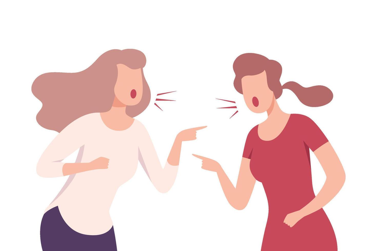 Furious Female Colleagues Arguing and Shouting, Stressful Working Environment Flat Illustration vector