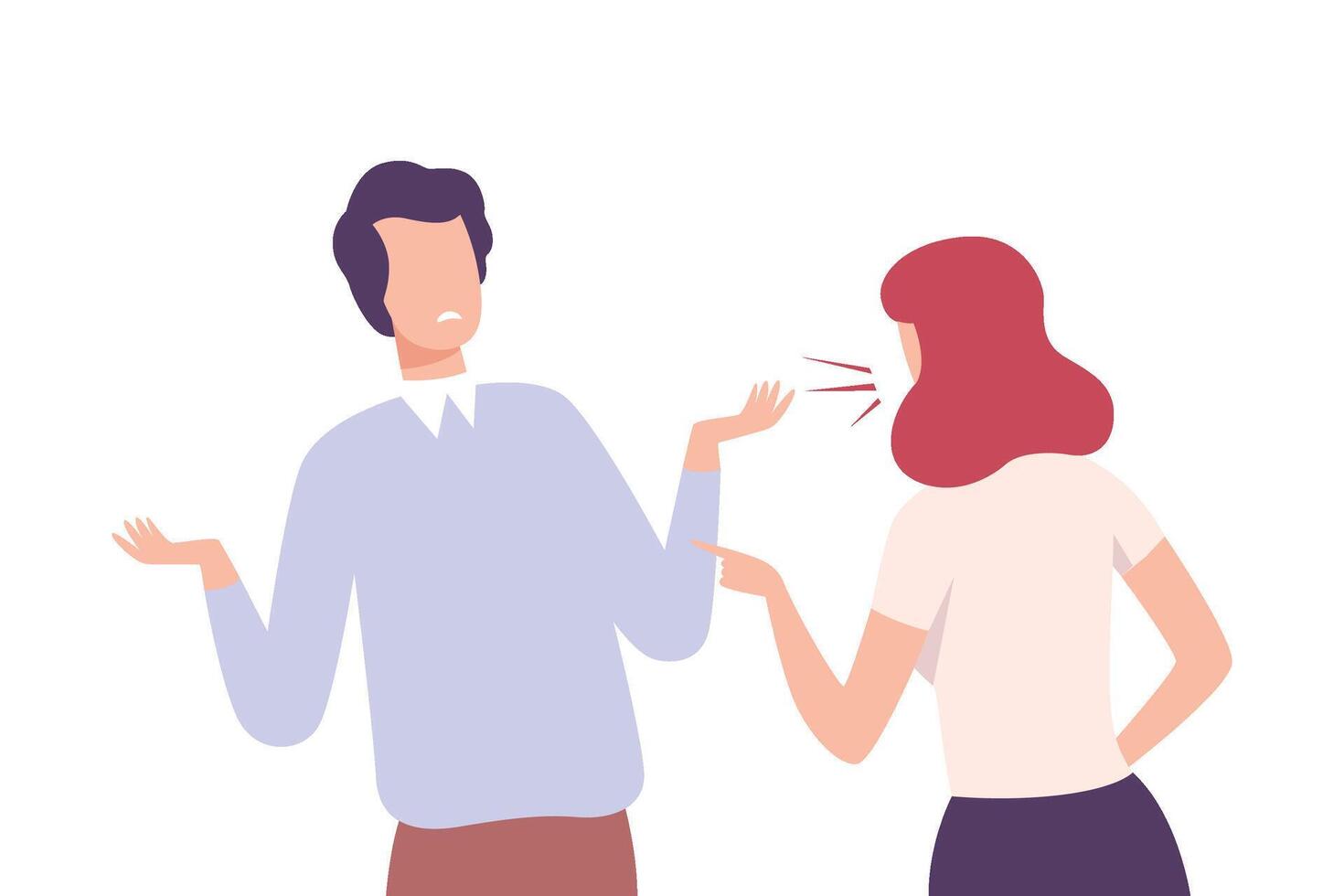 Young Woman Arguing and Shouting at Man, Conflict Between Two People Flat Illustration vector