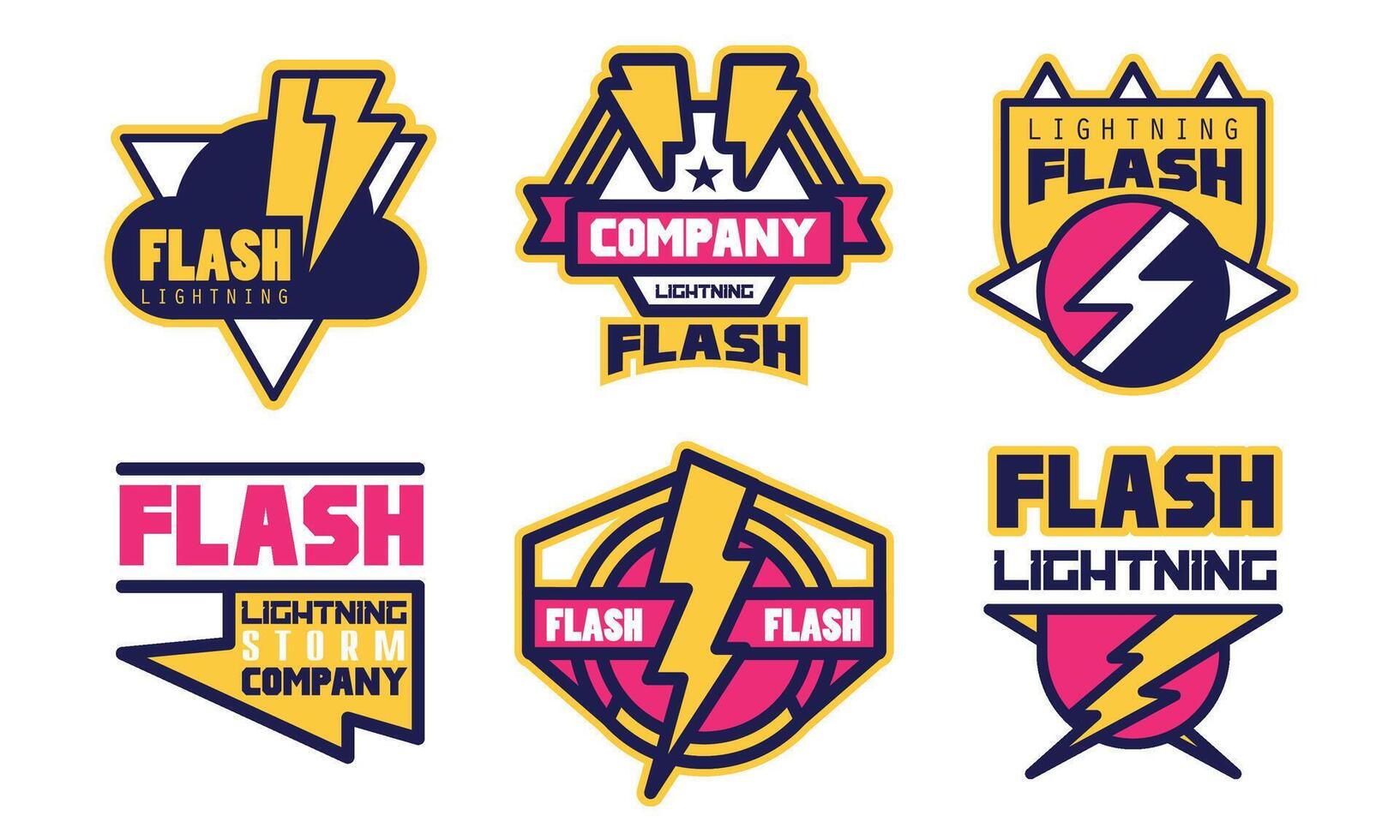 Flash Lightning Storm Company Logo Templates Collection, Electrical or Mechanic Industrial Company Bright Badges Illustration vector