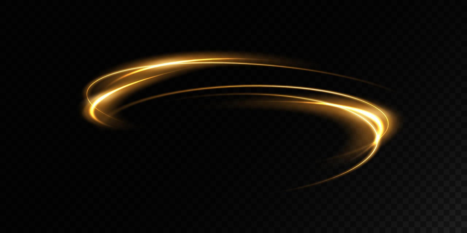 An Elegant Golden Light Swirl Artfully Displayed on a Dark and Mysterious Background vector