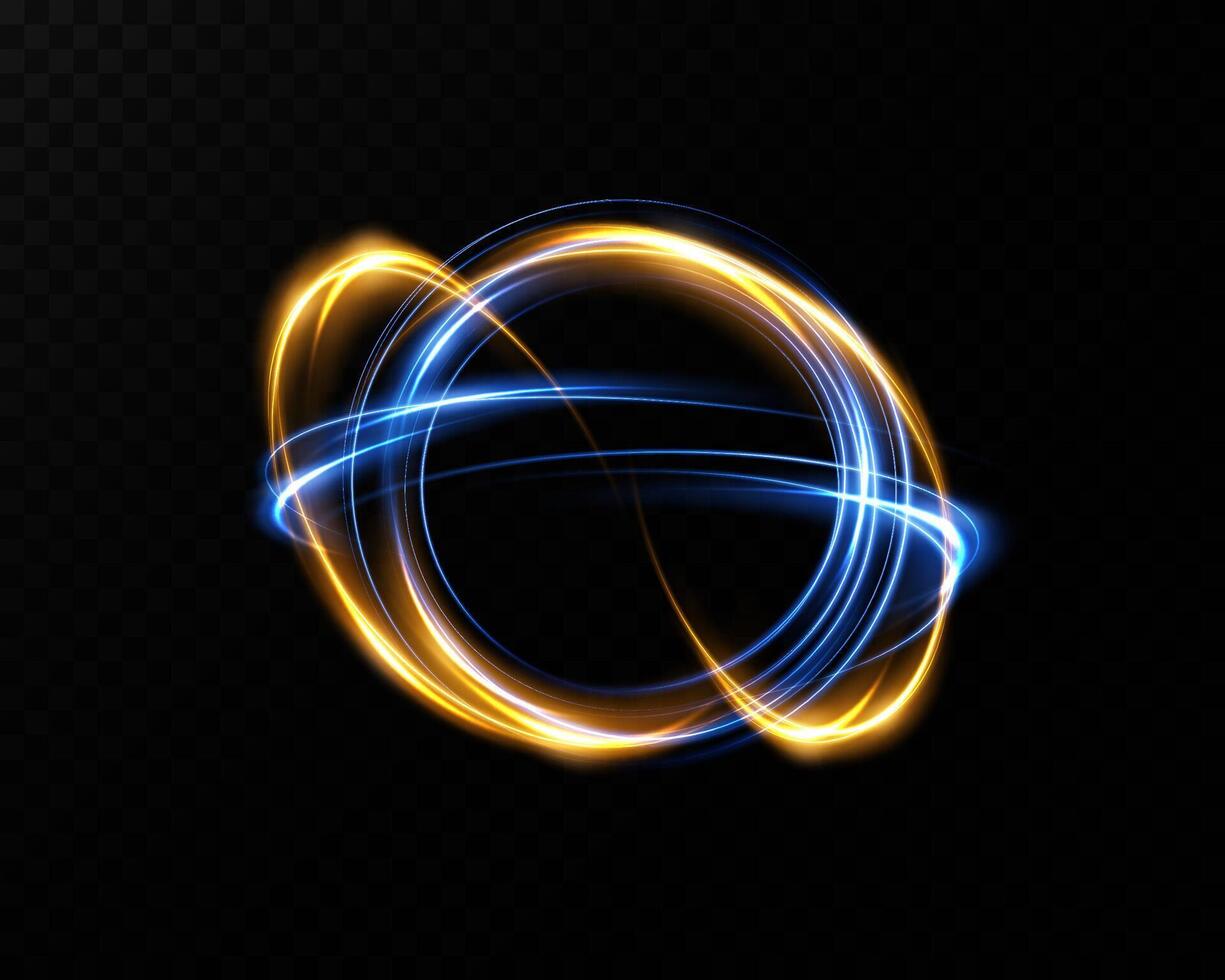 Futuristic Light Orb Design Featuring Striking Glowing Blue and Radiant Orange Trails vector