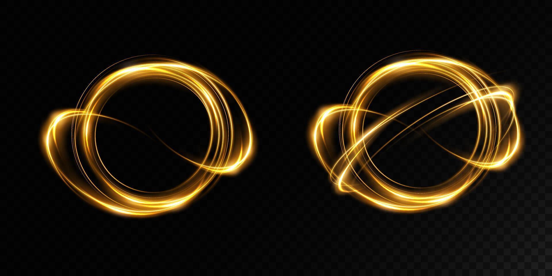Golden light swirls gracefully on a dark canvas, creating an uplifting ambiance vector